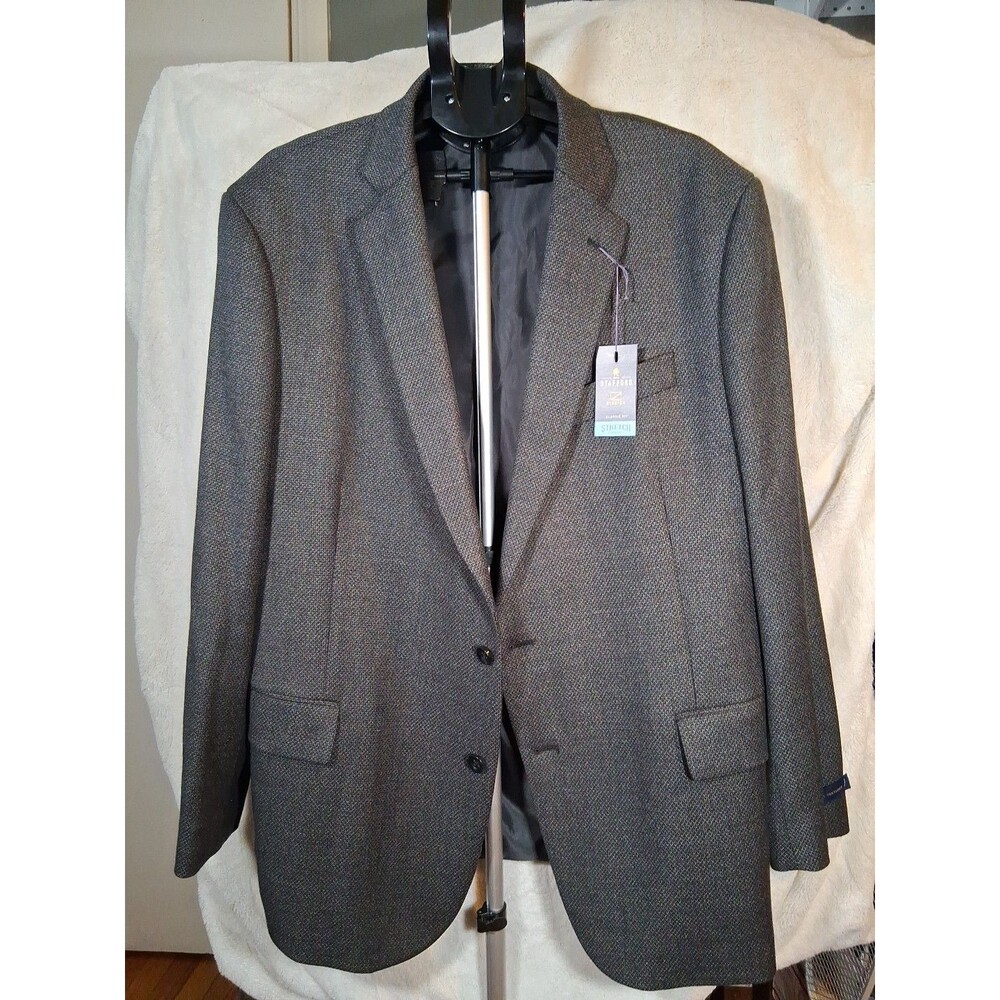 Stafford Men‎ Grey Seasonal Textures Classic Fit Stretch Blazer Sport Coat NEW